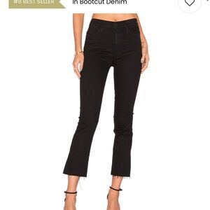MOTHER DENIM Hustler ankle Fray in “not guilty” Black crop Jeans